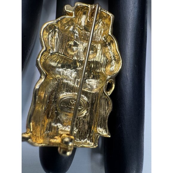 Vintage Christopher Radko Enamel Snowman Brooch Pin Christmas Gift Gold Tone - Picture 3 of 4